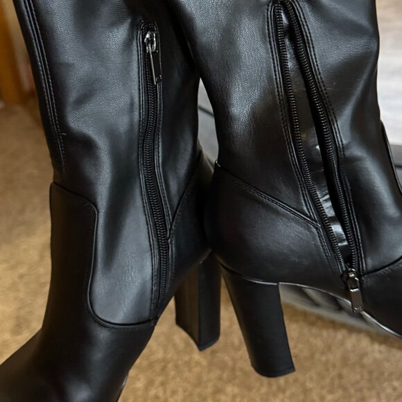 Black Over-the-Knee Boots Block Heel-4in - Picture 5 of 8